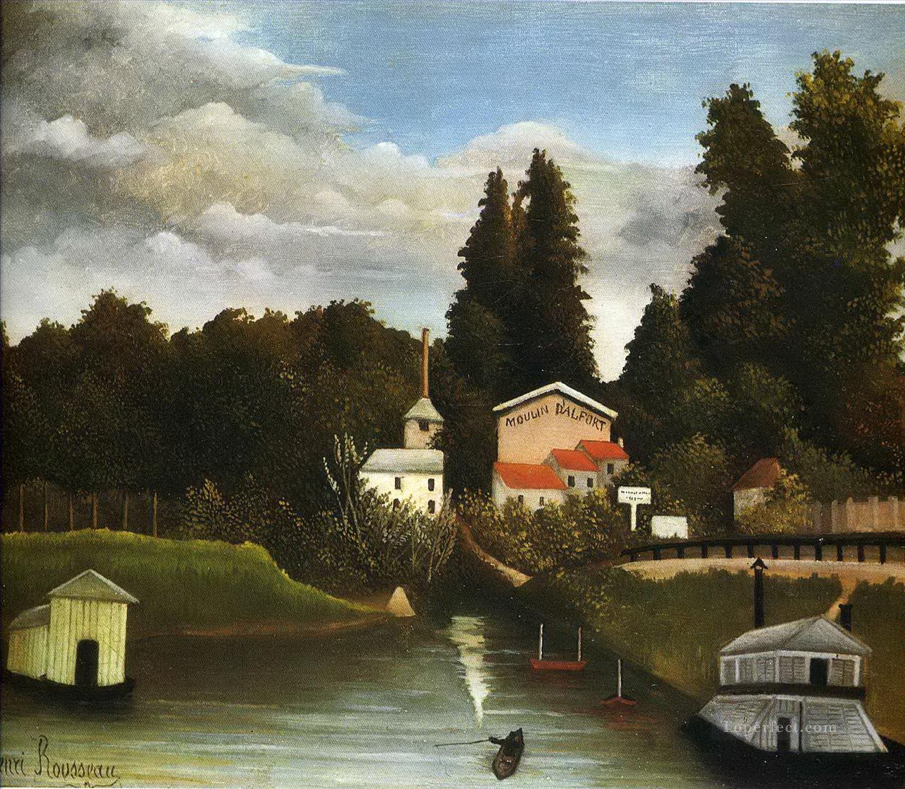 the mill at alfor 1905 Henri Rousseau Post Impressionism Naive Primitivism Oil Paintings